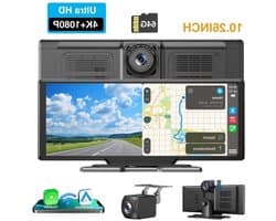 Dashcam – Auto Camera – Multimediasysteem – Recorder – Achteruitrijcamera – 10,26 Inch IPS Touchscreen – 4K Voorcamera & 1080p Achtercamera – Draadloze CarPlay & Android Auto – 64GB Geheugenkaart