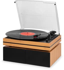 Platenspeler met speakers - Audizio Akron - LP speler - Bluetooth - AUX - 3 snelheden - Bamboe — thumbnail 2