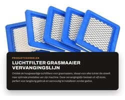 Luchtfilter Hoogwaardige Vervangingsset - 5 Stuks - Eenvoudige Installatie - Geschikt voor 491588/491588S/399959 - Afmetingen 13,2 x 11,3 x 2 cm - Hoge Kwaliteit - Grasmaaierfilter