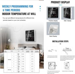 Slimme Thermostaat - Wifi Thermostaat - Energie Besparen - App & Spraakbediening - 86 x 86 mm - Zwart — thumbnail 1