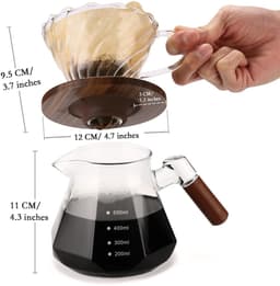 Dailygoods- Koffiezetapparaat 600ml - Borosilicaatglas - Druppelkoffiezetapparaat - Houten Kraag - 100 Vellen Papierfilter - Veilig Materiaal - Drip Coffee Maker — thumbnail 5