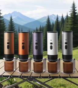 Draagbare Koffiemachine /Coffee maker voor camping, op reis of onderweg - Oplaadbaar - Oranje — thumbnail 5