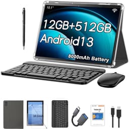 SnelShoppen - Android Tablet 10.1 Inch met 12GB RAM, 512GB ROM, 1280x800 IPS HD Touch Screen, 8000mAh Batterij, Bluetooth en Triple Camera - Ideaal vo — thumbnail 1