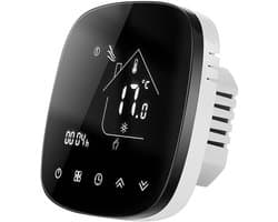 Slimme Thermostaat - Temperatuurregelaar Wifi - Comfort Verwarmen - App Bediening - 10x10x4 cm - Zwart