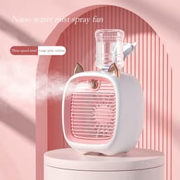 Oplaadbare mini verdampingsluchtkoeler voor kinderen, geschikt voor waterflesaansluiting, USB persoonlijke koelventilator met luchtbevochtiger（Grijs） — thumbnail 3