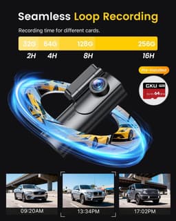 SnelShoppen - GKU 4K Dashcam Voor en Achter, WiFi Dashcam Auto met 64GB SD-Kaart, Dual Auto Camera met Parking Monitor, Nachtzicht, WDR, 170° Brede Ho — thumbnail 4