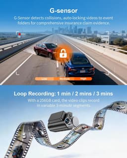 SnelShoppen - 4K Dashcam voor Auto met Dubbele Camera, 64GB Kaart, Wi-Fi 6, GPS, Nachtzicht, 5cm IPS Scherm, 24 Uur Parkeermodus, Spraakbediening — thumbnail 4