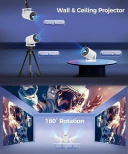 SnelShoppen - Draagbare Projector met Android 14, Miniprojector 4K 1080P Full HD, 200 ANSI 8000L, 5G WiFi, BT 5.4, Bioscoopprojector Draaibaar 180° vo — thumbnail 4