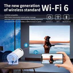SnelShoppen - Mini Beamer Projector met Wifi en Bluetooth, 4K Full HD, Draagbare Filmbeamer voor Outdoor, Camping, Home Theater, Verstelbare Standaard — thumbnail 2