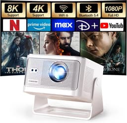 SnelShoppen - Mini Projector 4K & 8K Ondersteuning - 1080P Full HD Beamer - Draaibaar 180° - Auto Focus & Keystone - Wifi 6 & BT 5.4 - Ideaal voor Sla — thumbnail 1