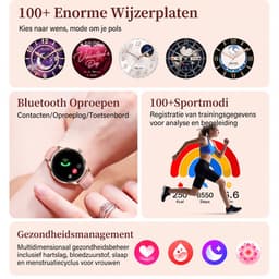 VASHOY HK38 - Smartwatch Dames - Horloge Dames - Full Screen - Bluetooth Spraakassistent – Hartslag, Bloeddruk, Stress, Slaap, Stappenteller - IP68 -Geschikt voor iOS/Android — thumbnail 2
