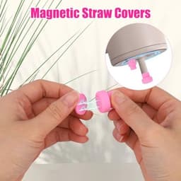 4 stuks magnetische rietjesdeksels voor Brümate 30/40oz Era & Resa Tumblers, siliconen magnetische rietjesdeksels met pakkingen en reinigingsborstels voor wandelen, klimmen en picknicken (roze) — thumbnail 3