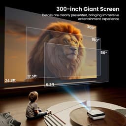 SnelShoppen - 4K Mini Projector, 1000 ANSI 1080P Full HD Smart Beamer met Dolby Audio, WiFi6, Bluetooth 5.2, Voice Control, Home Cinema met Netflix, P — thumbnail 5