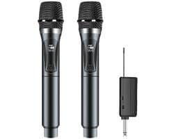 Draadloze microfoon – microfoon - Draadloos microfoonsysteem – Professionele dynamische microfoon – 60 meter zendbereik – Met oplaadbare ontvanger