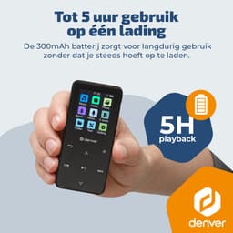 Denver MP3/MP4 Speler - Bluetooth - Shuffle/Repeat - SD kaart tot 128GB - Incl. oordopjes - Dictafoon - MP1830B - Zwart — thumbnail 4