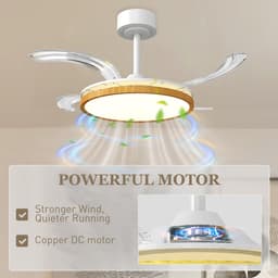 HOMCOM Plafondventilator met licht-Staal, kunststof-95L x 95B x 36H cm-Naturel hout — thumbnail 4