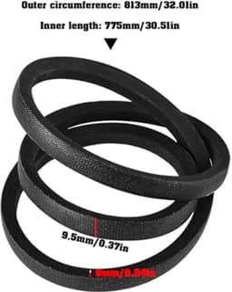 Grasmaaier met V-snaar, geschikt voor Sabo SA 29741 52-140 HMA 813 x 9,5 x 6 mm, zwart — thumbnail 2