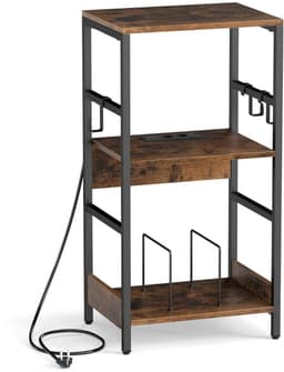 Platenspeler Meubel - LP-kast - Platenspelerkast - Draaitafelstandaard - Platenspelerstandaard - Vintage Displayplank - Rustiek Bruin & Zwart — thumbnail 3