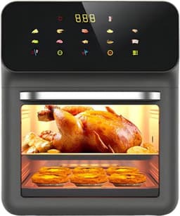 Airfryer Oven - Heteluchtfriteuse Combimagnetron - Veelzijdig Koken - Dubbele Temperatuurzone - 15L - Zwart — thumbnail 1