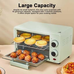 Elektrische Mini Oven - Compacte Keukenoven - Snel Maaltijden Bereiden - 12 Liter Capaciteit - 600 Watt - Groen — thumbnail 3