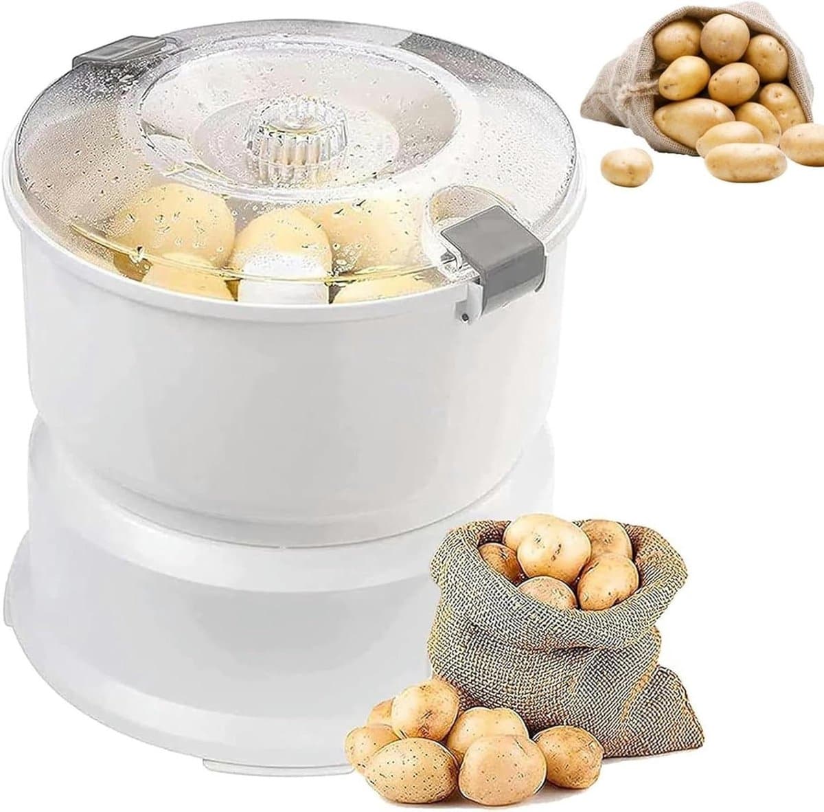 Elektrische Schilmachine - Aardappel Schillen - Keuken Hulp - Automatisch Met Knop - 1 kg Capaciteit - Wit — afbeelding 1