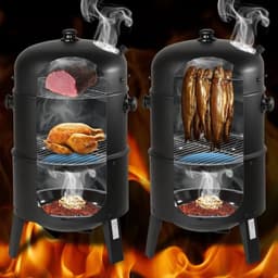 Geargalaxy BBQ Roker - Houtskoolbarbecue - Vatroker - Smoker BBQ - Kogelbarbecue - Voor Grillen, Roken & Buiten Koken - Zwart — thumbnail 5