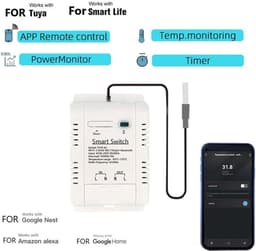 Slimme Temperatuurschakelaar - Klimaatbeheer Apparaat - Energie Besparen - Met Energie Tracking - 16A met Draad - Wit — thumbnail 4