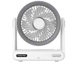 KZQ Zilveren Kleine Usb Powered Desktop Ventilator - Herlaadbaar Met Vier Windsnelheden Tot 15 Uur Batterijduur Krachtige Luchtstroom Ultrastil Voor Kantoor Kamer En Reis - Zilver