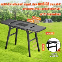 Draagbare Grill Trolley voor Enders Urban, Weber Q100/Q200/Q300 en Ninja Woodfire - Vouwbare Buiten Grillstand met Ruime Werkplek en In hoogte Verstelbare Poten — thumbnail 4