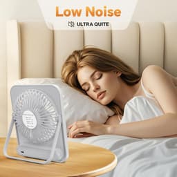 VHV - Ventilator - Tafelventilator - Mini ventilator - Tafelventilator met USB-aansluiting - Klein formaat - 2500 mAh batterij - Stille mini-tafelventilator met LED-display - Draagbare bureauventilator - Voor thuis - Kantoor en kamperen - Wit — thumbnail 4