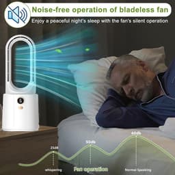 6-snelheden ventilator zonder bladen - stille bureauventilator | Oplaadbare bureauventilator met nachtlampje — thumbnail 2