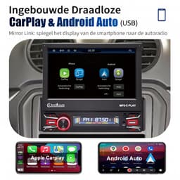 ESSGOO 1Din Autoradio - 7 Inch IPS HD Elektrisch Klapscherm - Apple Carplay & Android Auto (Draadloos) - Bluetooth, Aux, USB, SD & MP5 - 12 LEDs Achteruitrijcamera — thumbnail 5