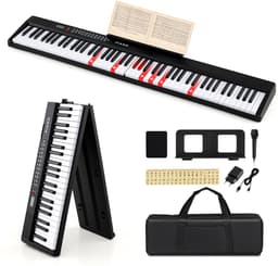 COSTWAY Piano Toetsenbord met 88 toetsen, opvouwbare piano, elektronisch toetsenbord met split-functie, 3 leermodi en sustain-pedaal, digitale piano draagbaar met dubbele luidsprekers, MP3/USB/MIDI — thumbnail 1