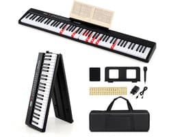 COSTWAY Piano Toetsenbord met 88 toetsen, opvouwbare piano, elektronisch toetsenbord met split-functie, 3 leermodi en sustain-pedaal, digitale piano draagbaar met dubbele luidsprekers, MP3/USB/MIDI