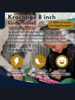 Quvo® Kindertablet Deplay - Kinder Tablet Deplay - Kindertablet Deplay Pro - Roze - 23cm x 13cm x 1cm — thumbnail 5