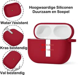 Studio Air® Airpods Hoesje Pro 3 Siliconen Case - Bordeaux Rood - Soepel Airpod Hoesje voor Airpods Pro 3 (model 2025) — thumbnail 2