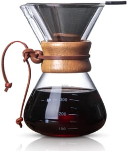 Dailygoods- Koffiezetapparaat 800 ml - Dubbel Filter - Glazen Koffie Karaf - V-vormige Tuit - Hittebestendige Houten Hoes - Nauwkeurige Schaalverdeling - Koffiekan — thumbnail 1
