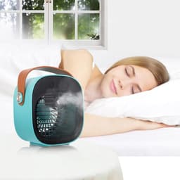 Draagbare Airco en Luchtbevochtiger 2-in-1 - Tafelventilator met 3 Snelheden - Oplaadbaar via USB - Voor Thuis, Kantoor en op Reis - 1 Stuk (Blauw) — thumbnail 3