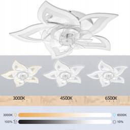 Slimme Plafondventilator met LED Lamp - 50W Energiezuinige Plafondlamp - Bediening via Afstandsbediening én App - Met Instelbare Windsnelheden-Wit — thumbnail 5
