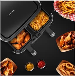 Heteluchtfriteuse - Dubbele mand - Gezond koken - Sync finish functie - 9 Liter - Zwart — thumbnail 2