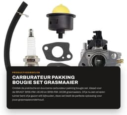 Dailygoods- Carburateur Set - 1x Carburateur - 3x Pakking - 1x Slang - 1x Pomp Primer - 1x Bougie - Grasmaaieronderdelen — thumbnail 1