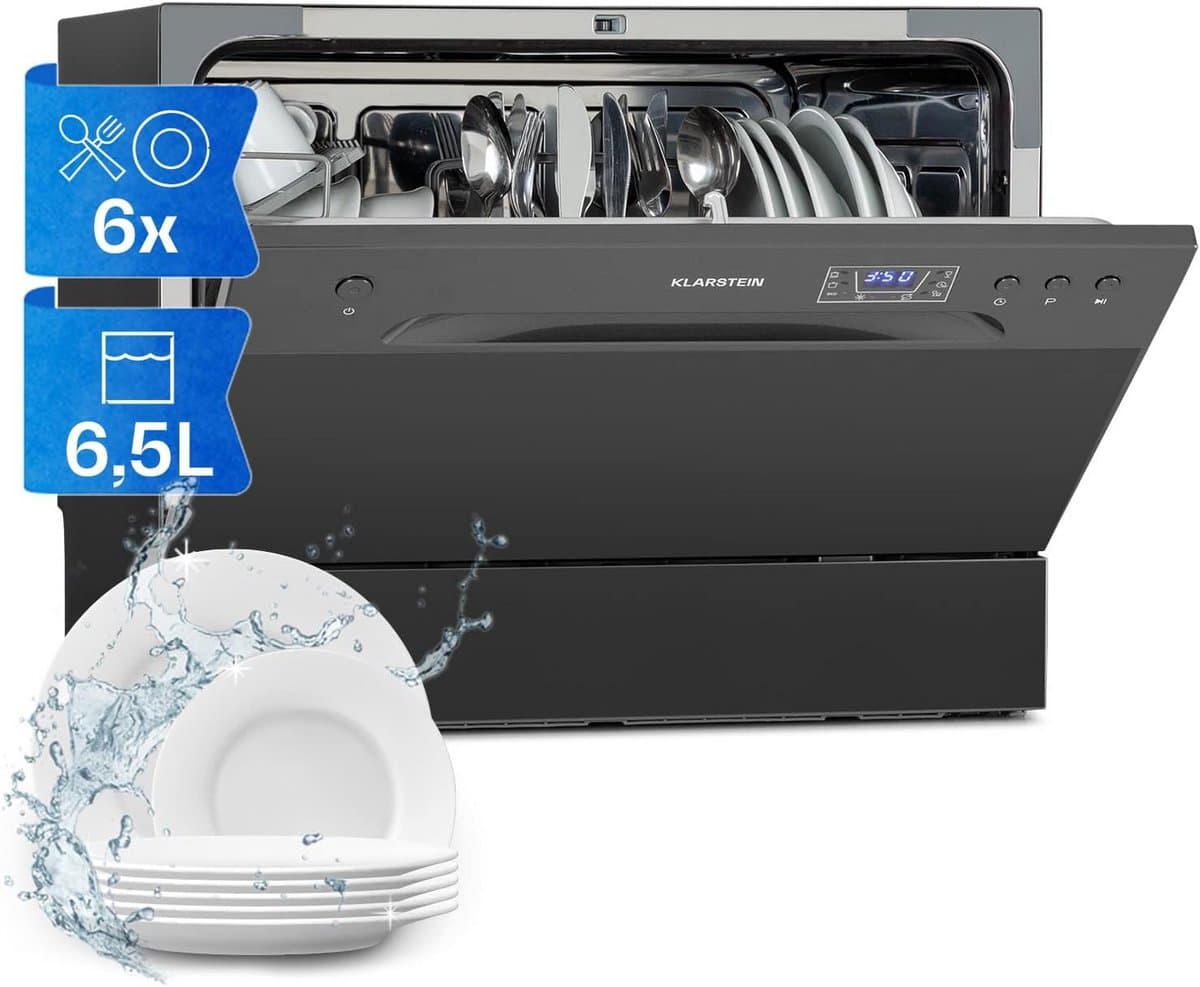 Mini Vaatwasser - Kleine Afwasser - Snel Vaat Wassen - Zes Programma's - Voor 6 Couverts - Antraciet — afbeelding 1