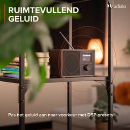 Internet radio - Audizio Cosa - FM en DAB radio - Kleine radio met Bluetooth - Wekkerfunctie - Donkerbruin — thumbnail 3