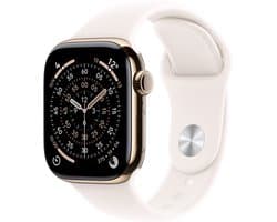 Apple Watch 11 - Wifi + 5G - 46mm - Gold Titanium Case with Light Blush Sport Band - S/M