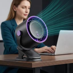 3-in-1 Ventilator – Desktopventilator – Verstelbare tafelventilator met clip – Stille werking – 360° draaibaar – Oplaadbaar – 100 snelheidsstanden – Dubbele voeding (Type-C / Batterij) – Ideaal voor thuis, kantoor, studeerkamer en keuken – Beige — thumbnail 4