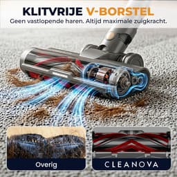Cleanova Steelstofzuiger draadloos - 45000PA - 500W - 60 minuten - Display - kruimeldief - zonder zak - Groen verlichting - muurbevestiging — thumbnail 4
