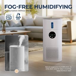 Glowstride 2-in-1 luchtreiniger - huisallergieën en huisdierenhaar - rokers in de slaapkamer - H13 True HEPA - luchtbevochtiger - air purifier - filter, wit — thumbnail 3