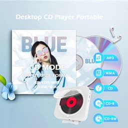 Bluetooth CD-speler - Draagbaar en Wandmontage - Met HiFi Luidspreker - Bluetooth 5.0 - Ondersteunt CD/CD-R/MP3 - AUX en USB Ingang - Wit - Geschikt voor Thuis en Kantoor — thumbnail 4