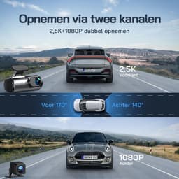 YOR® Dashcam Voor en Achter - Autocamera - Dashcamera - Nachtzicht - Zwart - 8cm x 4cm x 5cm; 350 g — thumbnail 3