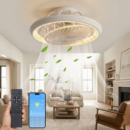 MUPOO Design plafondventilator met verlichting 49 cm- dimbare LED ventilator plafond - stille motor - app & afstandsbediening - winterstand - woonkamer slaapkamer kantoor — thumbnail 1